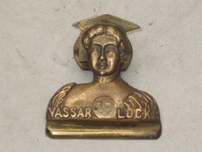 rare antique VASSAR LOCKS figural clip woman bust figure Victorian Art Deco