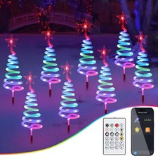 8PCS Outdoor Christmas Spiral Tree Pathway Lights, APP Control Multicolor Lights