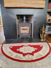 Vintage Style 100% Wool Hand Tufted Rug  Red Cream Floral Semi-Circle Hearth Rug