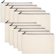 Blank Canvas Bag Zipper Pouch Makeup Bags Bulk - Multi-Purpose Canvas Pencil Pou