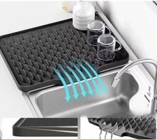 Kitchen Silicone Drain Mat, Built In Drain Design For Countertops