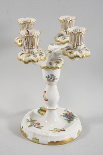 O81M15 Herend Porcelain Candlestick 4 Light