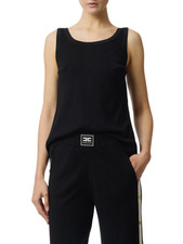 Elisabetta Franchi top in maglia con apertura posteriore nero