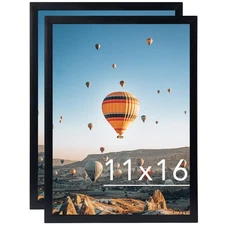 JCJMY 11x16 Black Picture Frame Set of 2 for Wall, Horizontal & Vertical Display