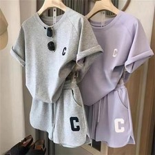 Trendy Casual Summer Outfit for Women with Short Sleeve T Shirt and Shorts