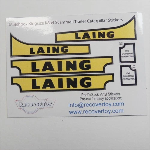 Matchbox Lesney King Size K  8a4 Scammell Laing Trailer Caterpillar Sticker Set