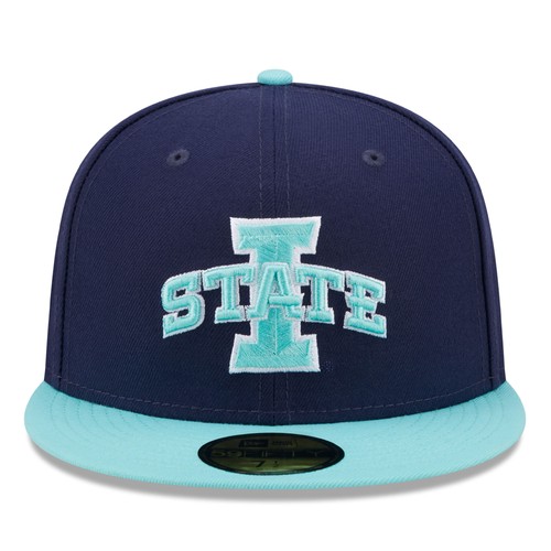 Men's New Era Navy/Light Blue Iowa State Cyclones 59FIFTY Fitted Hat - Picture 2 of 6