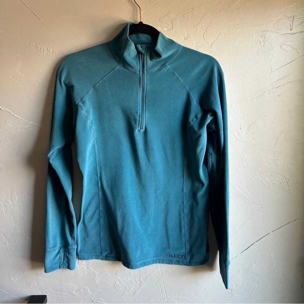 Burton DRYRIDE Base Layer 1/4 Zip Teal Ski Snowboard Top Women's M Fleece Cozy
