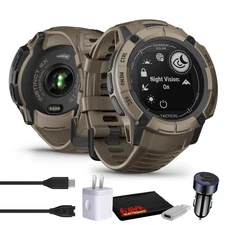 Garmin Instinct 2X Solar Tactical Edition GPS Smartwatch, Coyote Tan, Bundle