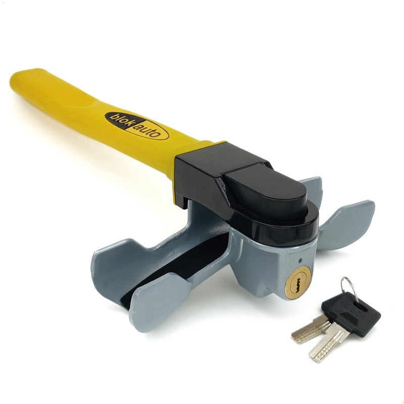 Antifurto Volante Auto Universale Giallo Brillante con Sistema Push Locking Mode - Immagine 1