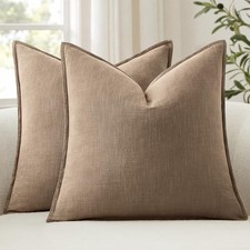 Pack of 2 Decorative Linen Pillow Covers Euro 22" x 22" Pack of 2 Coco Brown