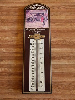Vintage Chevrolet 23  Wooden Thermometer Taylor Chevy