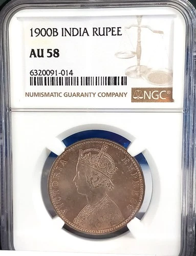 INDIA 1900B RUPEE NGC AU 58