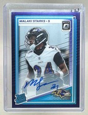 Malaki Starks 2025 Donruss Optic #256 Purple Stars Prizm Rated Rookie Auto /42