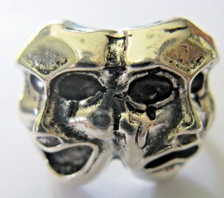 Seltener Vintage Schmuck Metallring Größe 56 Biker Rock Masken