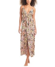 Bar III Womens Swim Cover Up Maxi - Neon Animal Print