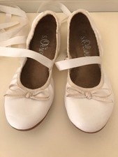 S.OLIVER Braut Schuhe Ballerina Schn&uuml;rung Hochzeit Pumps Gr.38 wei&szlig; ivory wieNEU