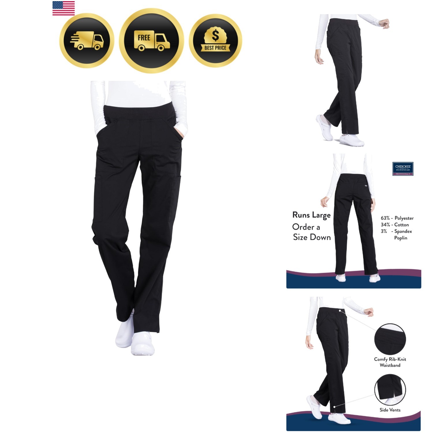 Mid Rise Straight Leg Pull-on Cargo Pant With 6 Pockets &...