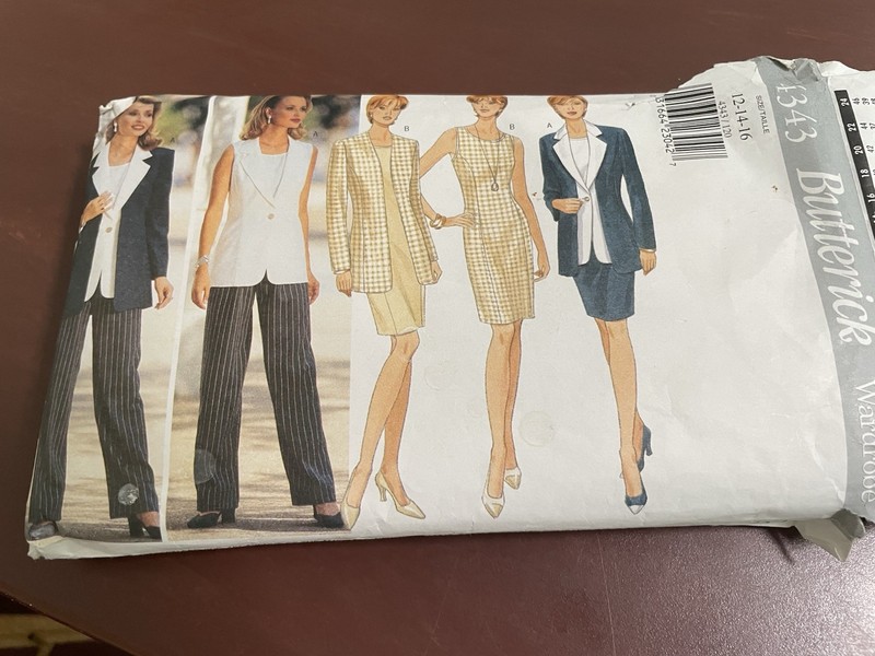 4343 Batterick Sz 12-14-16 Vtg Pattern Jacket Vest Dress Top Skirt Pants 1996