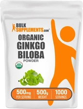 BulkSupplements Organic Ginkgo Biloba Powder - 500mg per Serving