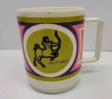 60s Mid Century MOD DEKA Plastic Zodiac Astrology Mug Sagittarius USA Mcm Mod