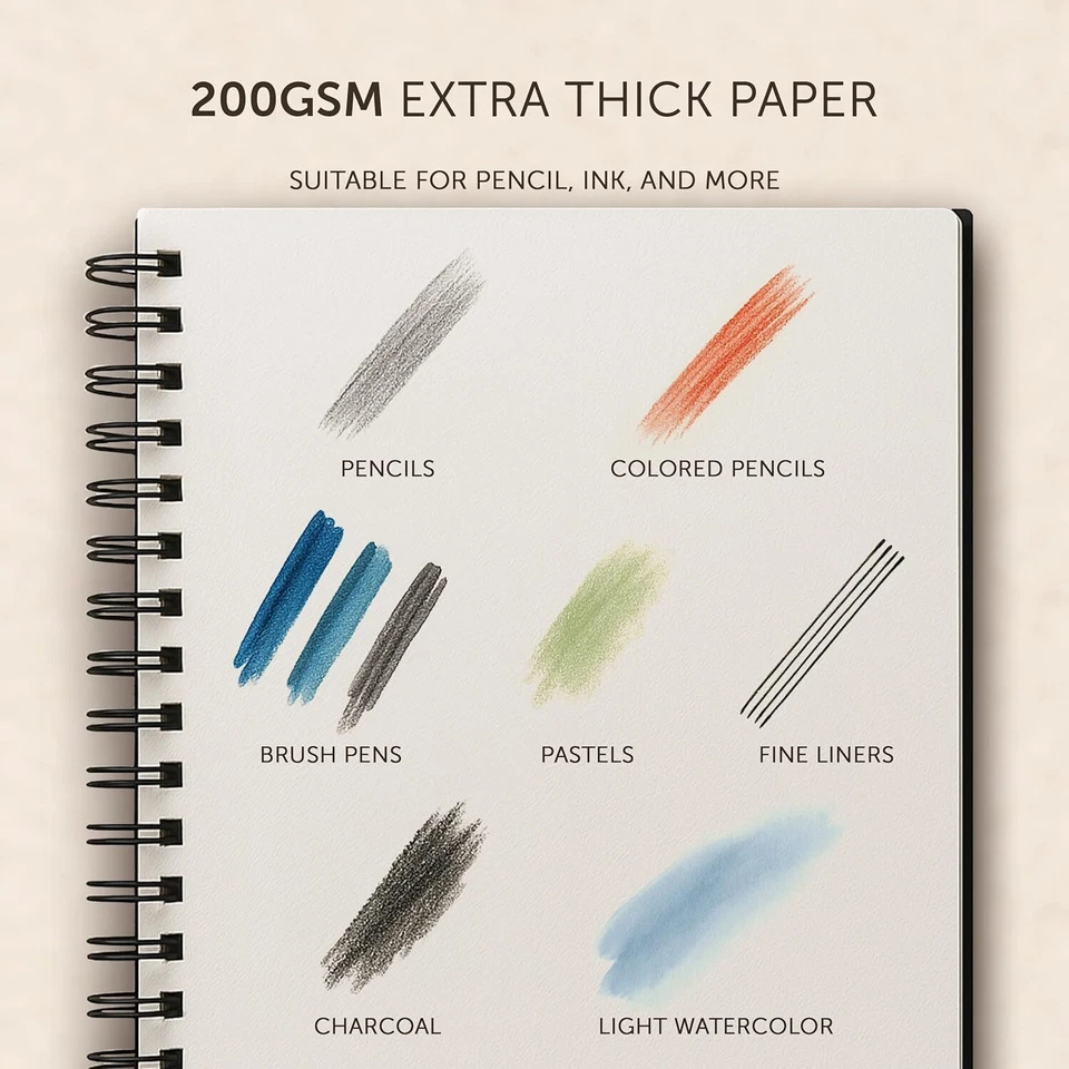 Artist’S Sketchbook Hardcover – 200GSM Very Thick Paper – Large, Spiral Sketch B - Image 2 of 2