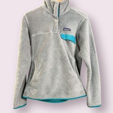 Women's Patagonia Gray/Teal Quarter Zip Pullover Fleece Polartec Size M
