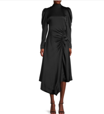 jonathan simkhai asymmetric dress Reese Crepe Long-Sleeve Cocktail Dress, Black, Women's, 10 Color:Peony pink combining a classic plaid black/white wingtip shoes Essense of Australia Long