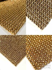 Iron-On Diamante Transfer Strips Hot Fix Gold Rhinestone Mesh Crystal