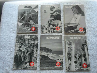 SIX(6)) BSA BOY SCOUTS OF AMERICA MERIT BADGE SERIES BOOKS-1940-1968