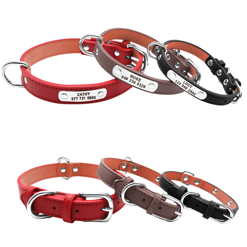 PU Leather Personalised Dog Collar for Small Medium Large Dogs ID Name Collars eBay