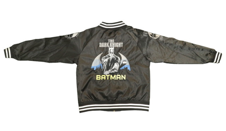 Sukajan DC Dark Knight Batman Black Embroidery Satin Souvenir