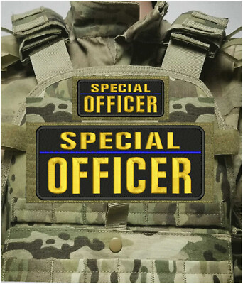 SPECIAL OFFICER EMBROIDERY PATCH 4X10 AND 2X5 VELCR@ ON BACK GOLD ON BLACK