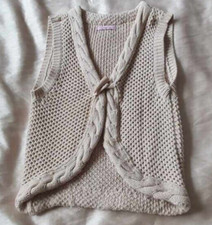 Paraphrase Knitted Gilet 100% Cotton Bone Effect Duffel Peg Size Small
