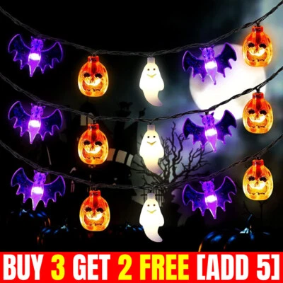 Halloween String Lights Pumpkin Lamp Light Up Indoor Outdoor Garden Party Decor
