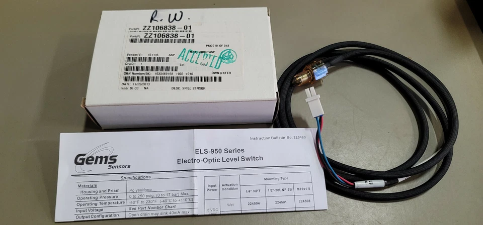 GEMS SENSORS 235232, ELS-950 ELECTRO OPTIC LEVEL SENSOR 5'7" 1/2"-20 UNF Mount - Image 3 of 3