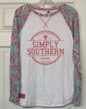 Simply Southern Baseball Style T-shirt Long Sleeve Top Coastal Sleeves Sz M
