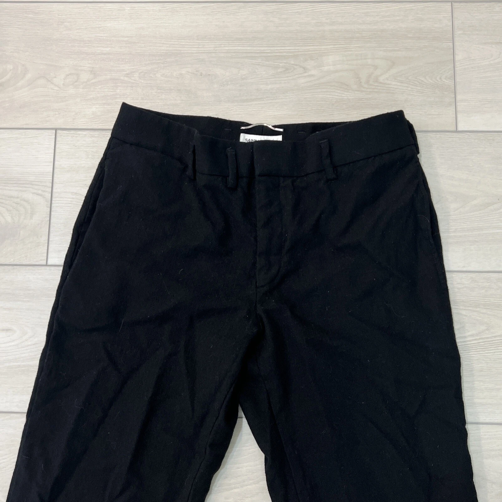 SAINT LAURENT (YSL) Pantalone chino Saint Laurent Paris nero lana vita media gamba slim tasche misura 28”x27