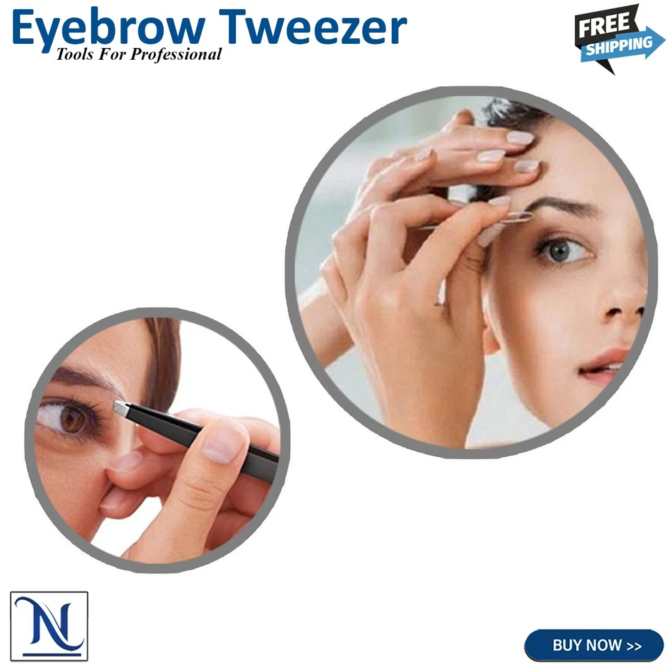 2x Professional Eyebrow Tweezers Precision Hair Tweezer for Men & Women Foto 3 de 4