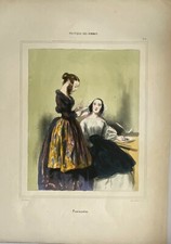 Lithograph Gavarni Women's Politics Protocols Colorized