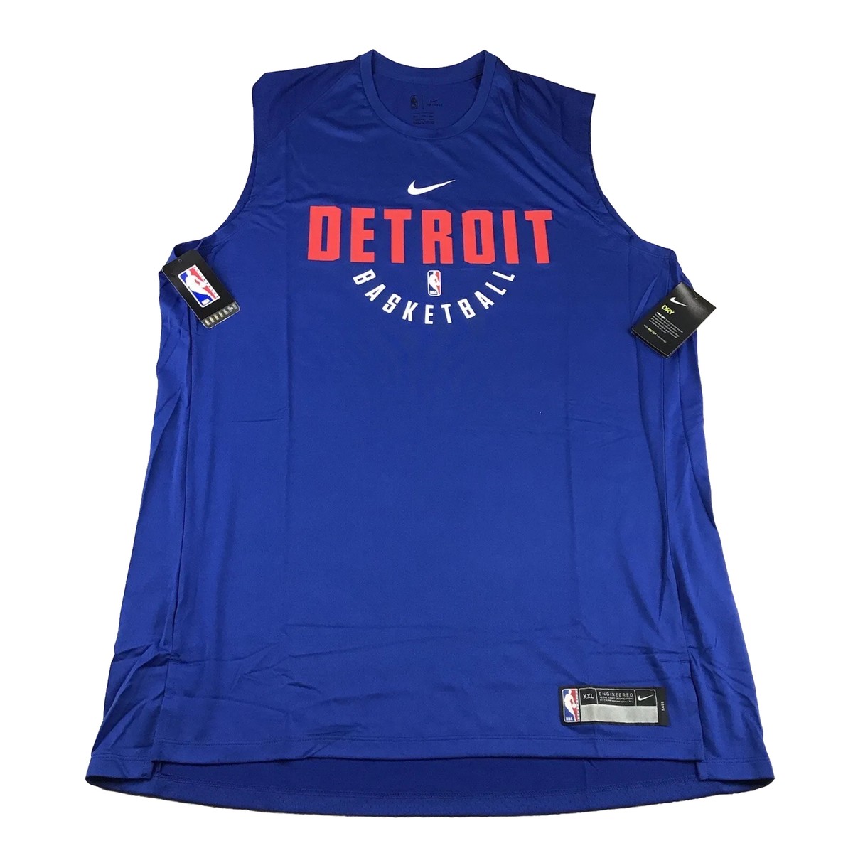 Nike Detroit Pistons Shirt Mens XXLT Blue DriFit NBA Basketball