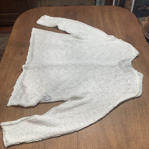 Paper Temples Textured Handmade Open Knit Textural Ivory Sweater Top USA 42” - Picture 19 of 21