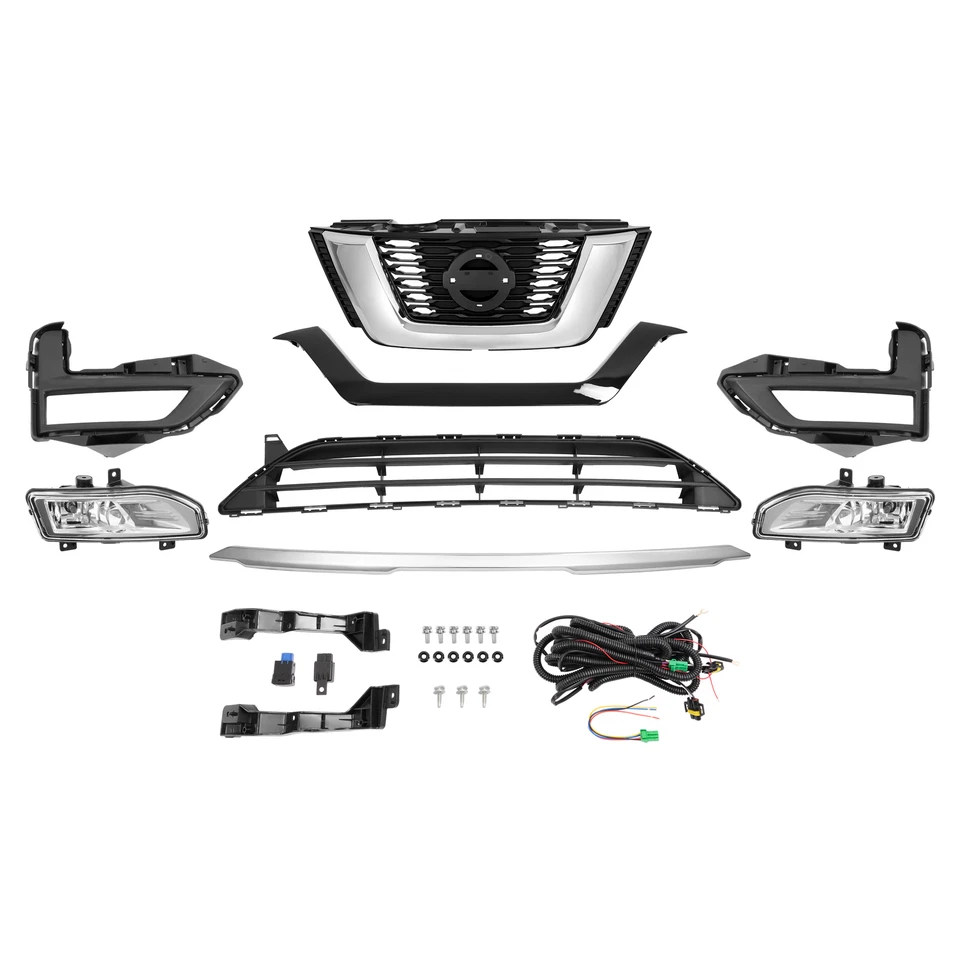 Faros antiniebla parrilla inferior superior cromados para Nissan Rogue 2017 2018 2019 2020 Foto 2 de 4