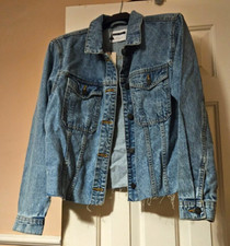 Noisy May Blue Denim Jacket Long Sleeves Pockets Button Front Size M BNWT