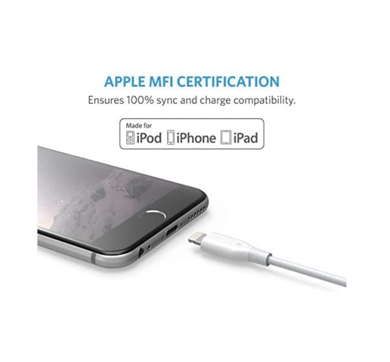 Anker PowerLine Lightning Cable (10ft) MFI Certified for iPhone 11 X 8 7 6 Plus