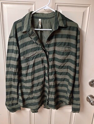 RVCA oversized menswear fit button down shirt Large Green Like Steve Blues Clues