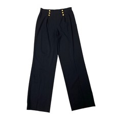 Escada 40 Navy Wool Wide Leg Career Trousers Workwear Pants Flawed