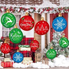 15 Pcs Large Christmas Ball Yard Decors Include 5 Pcs 11.8 Inch Outdoor Round...