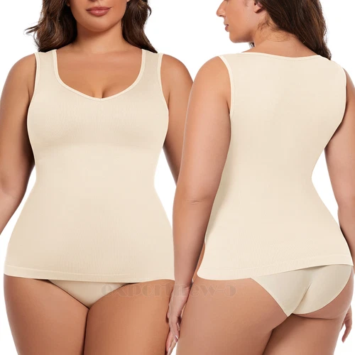 Damen Bauch Kontrolle Shapewear Body Shaper Tank Tops Camisole V-Ausschnitt Trägershirt S-3XL - Bild 10 von 20
