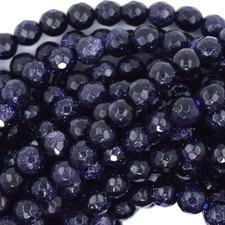 Faceted Blue Goldstone Round Beads 14" Strand Sandstone 4mm 6mm 8mm 10mm 12mm